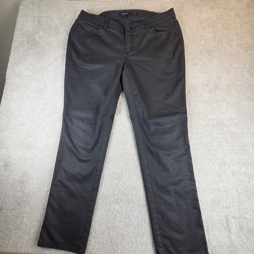 Lafayette 148 New York Wooster Coated Slim Leg Pants Grey Size 16